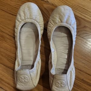 Ivory leather flats tory Burch